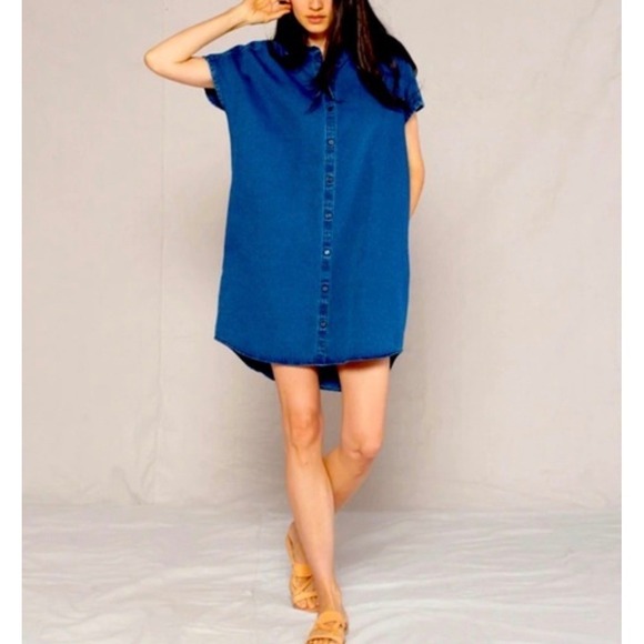 Outerknown Dresses & Skirts - Outerknown Bee Denim Shirt Dress Sz. XS Blue Organic Cotton Button Front Relaxed